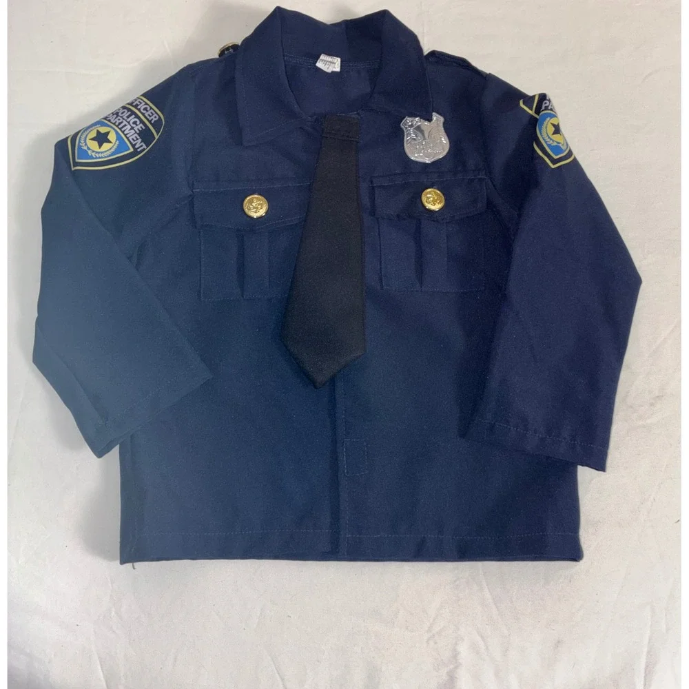 4T (Estimate) Kids Police Officer Costume Set Shirt Pants Halloween Career Day